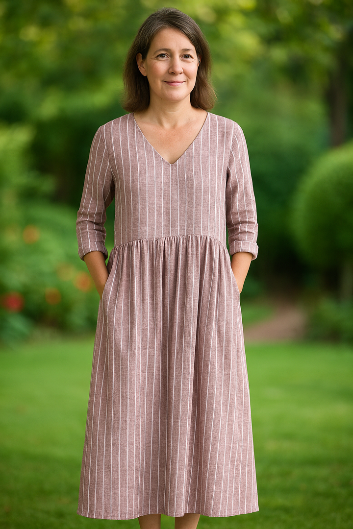 Dabria | Women's Casual Classic Striped Dress with Pockets
