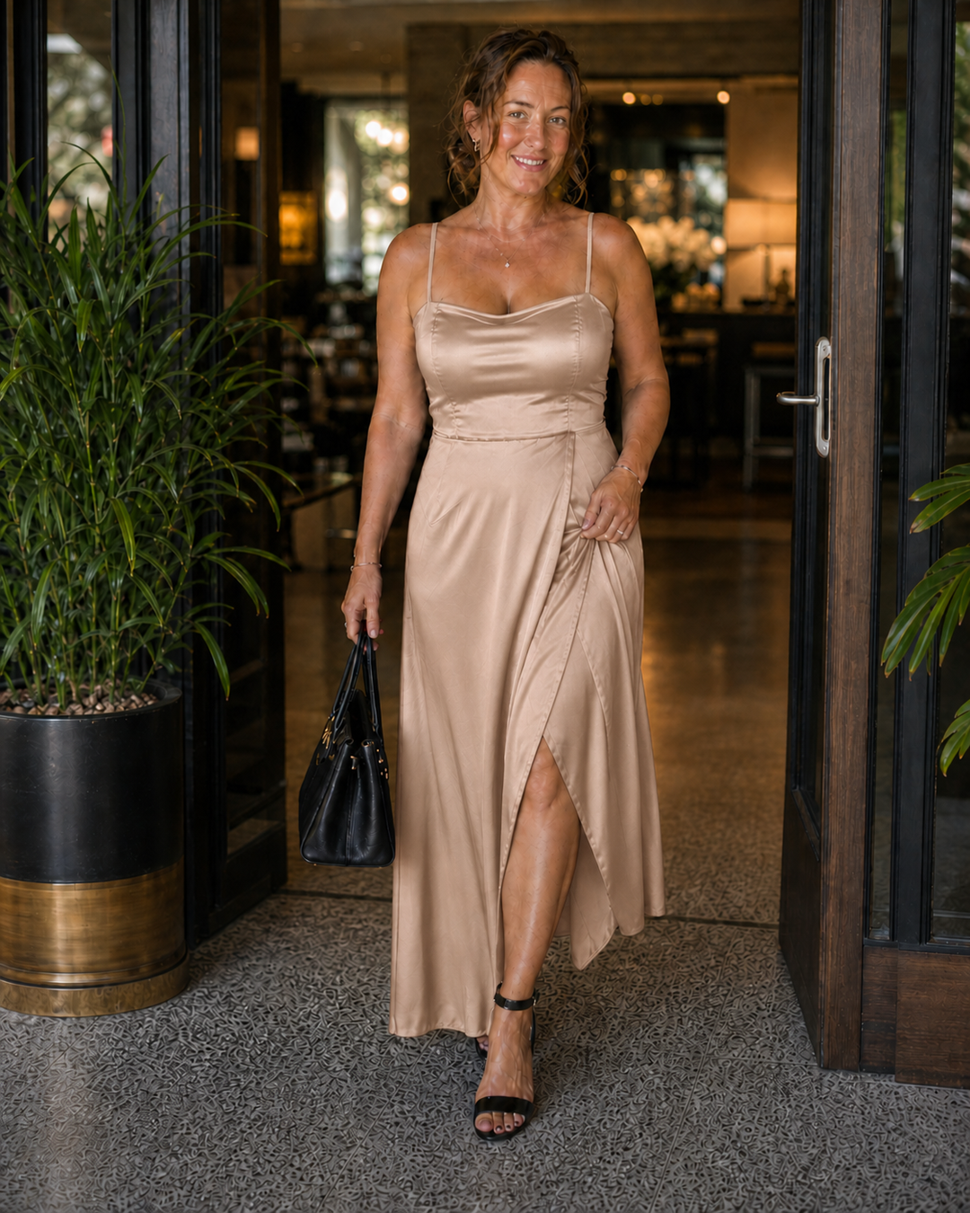 Women's Sleeveless Maxi Wrap Dress with Front Slit