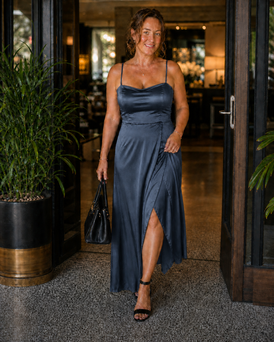 Women's Sleeveless Maxi Wrap Dress with Front Slit
