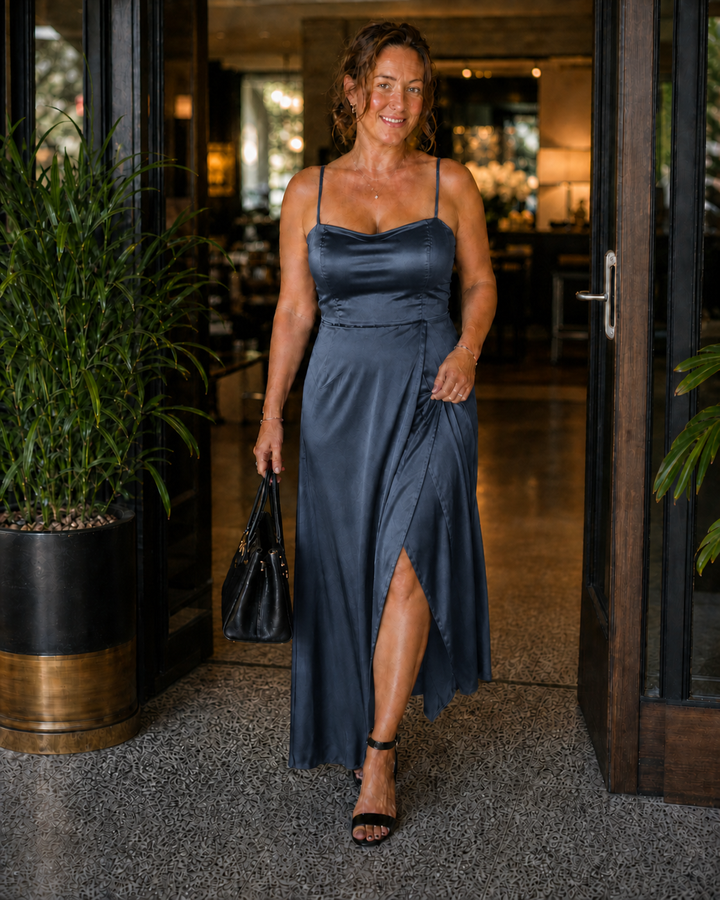 Women's Sleeveless Maxi Wrap Dress with Front Slit