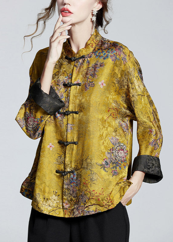 Mei | Women's Relaxed Long Sleeve Chinese-Style Stand Collar Coat with Buttons