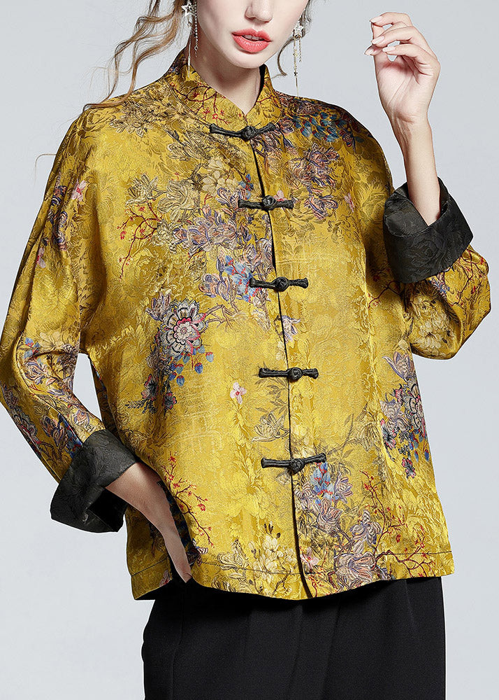 Mei | Women's Relaxed Long Sleeve Chinese-Style Stand Collar Coat with Buttons