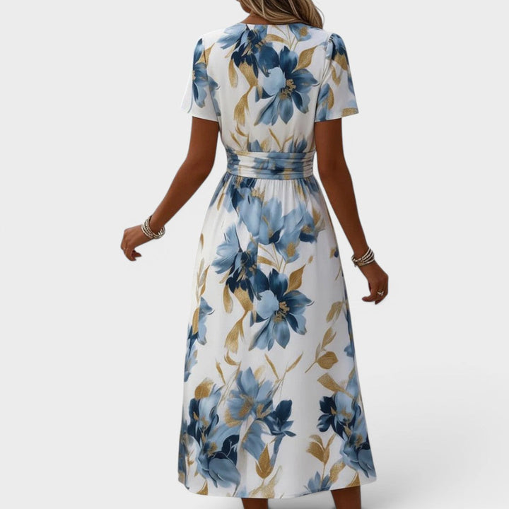 Denise | Midi Dress with Floral Wrap Waist