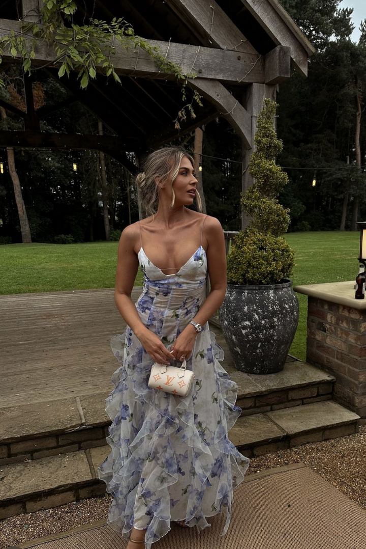 Gloria - Floral Cut-Out Split Beach Maxi Dress