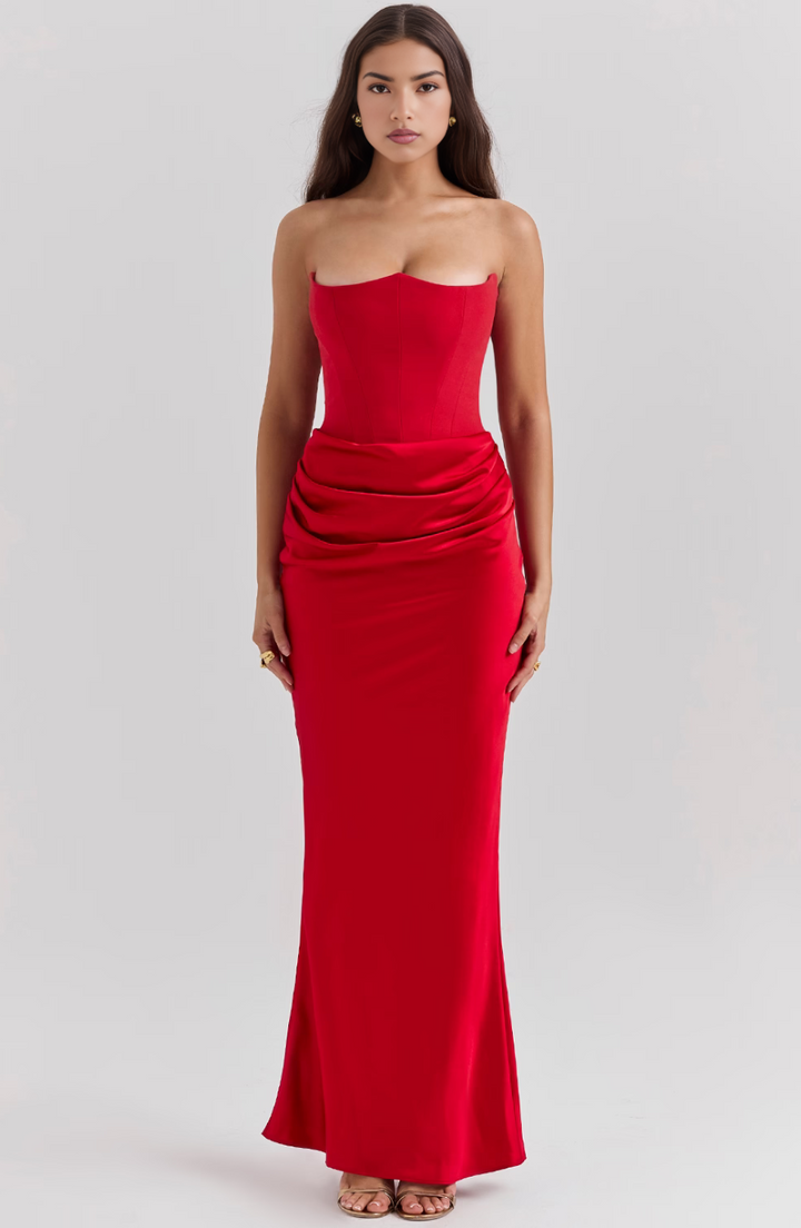 Hera | Women's Mini Elegant Retro Solid Color Strapless Party Dress