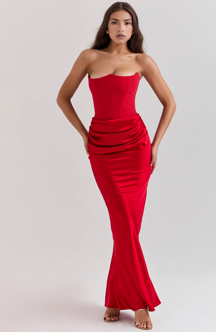Hera | Women's Mini Elegant Retro Solid Color Strapless Party Dress