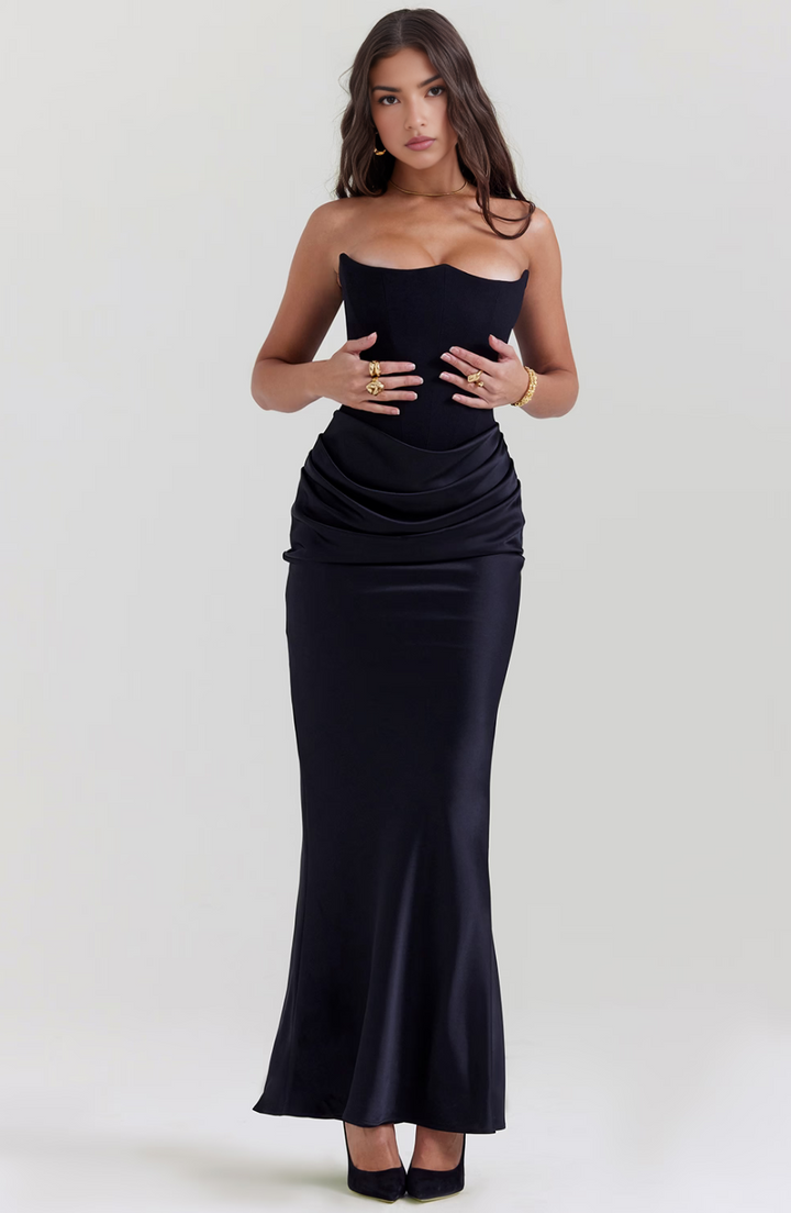 Hera | Women's Mini Elegant Retro Solid Color Strapless Party Dress