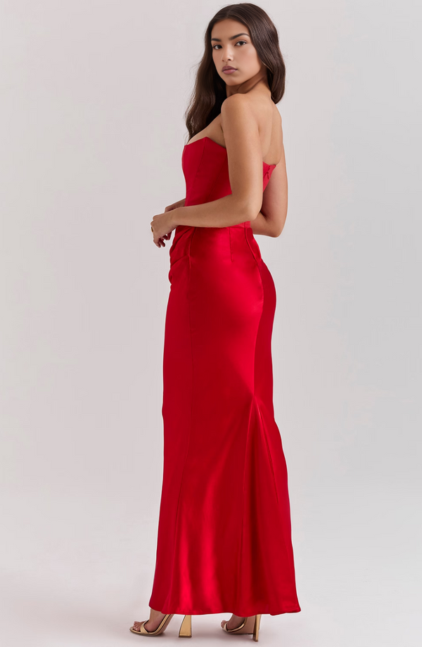 Hera - Elegant Retro Solid Color Strapless Party Dress