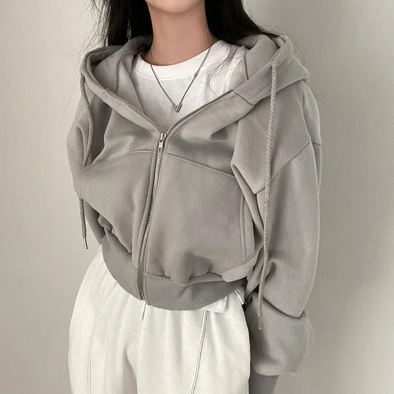 Women's Oversized Hooded Zip-Up with Pockets