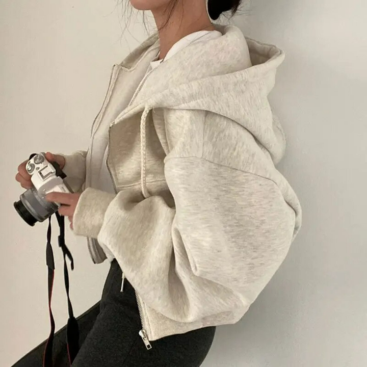 Women's Oversized Hooded Zip-Up with Pockets
