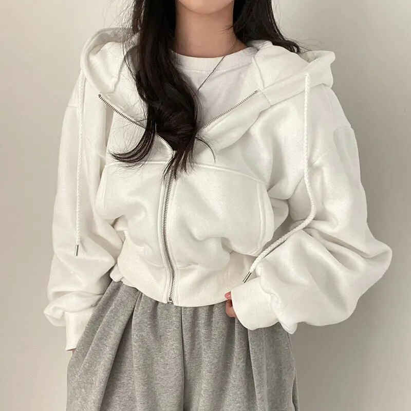 Women's Oversized Hooded Zip-Up with Pockets
