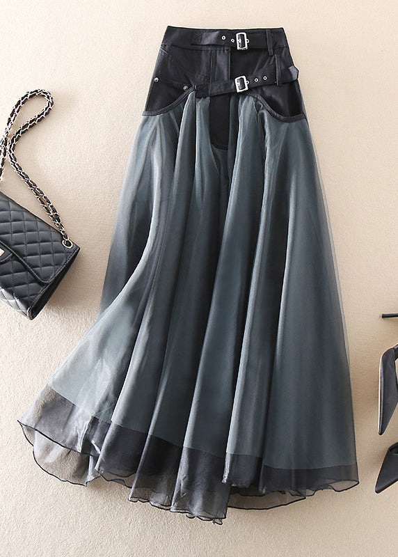 French Grey Fashion Patchwork Tulle Skirts Spring