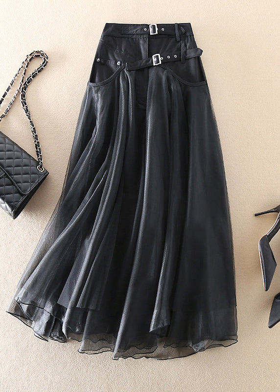 French Grey Fashion Patchwork Tulle Skirts Spring