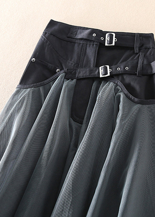French Grey Fashion Patchwork Tulle Skirts Spring