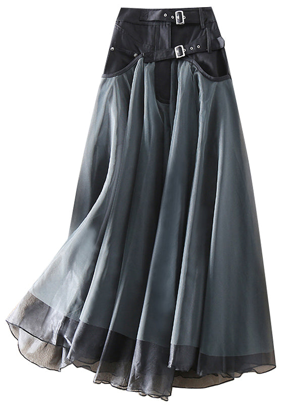 French Grey Fashion Patchwork Tulle Skirts Spring