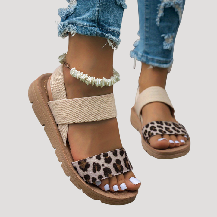Women's Stylish Leopard Print Cross-Strap Flat Sandals for Ultimate Comfort