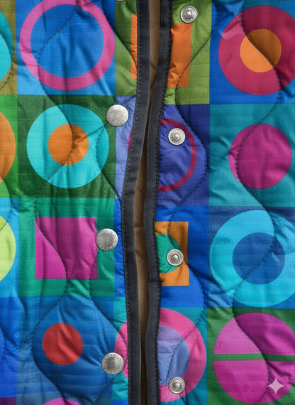 Women's Retro Geometric Color Block Quilted Jacket