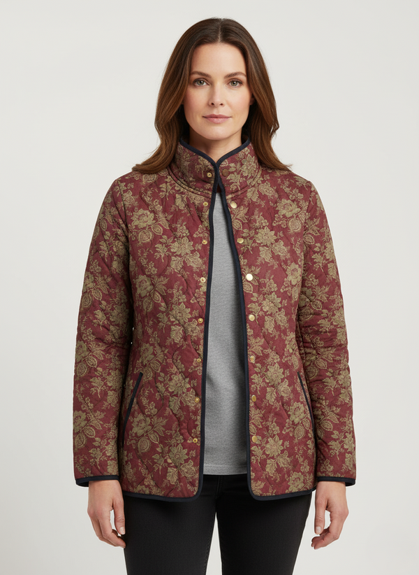 Women's Vintage Baroque Floral Quilted Jacket