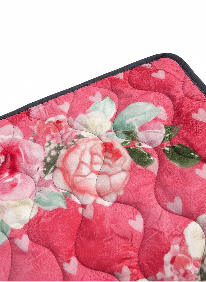 Women's Romantic Rose Print Quilted Jacket