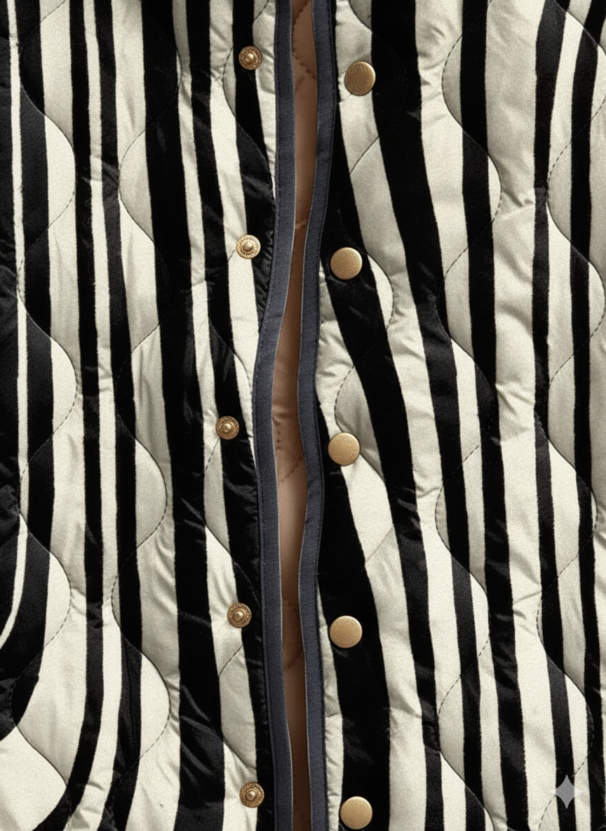 Women's Bold Monochrome Striped Quilted Jacket