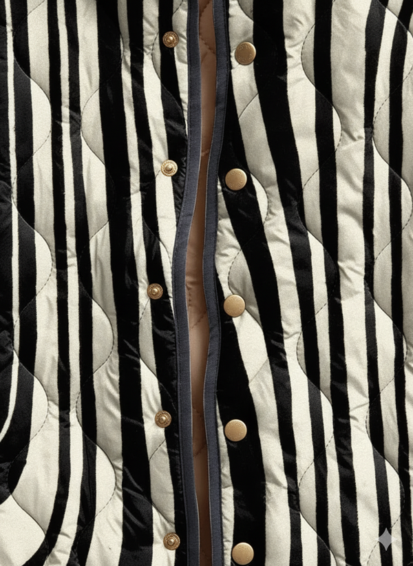 Women's Bold Monochrome Striped Quilted Jacket