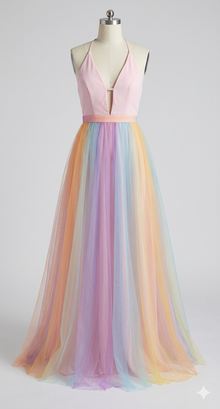 Women's Halter V-Neck Maxi Dress