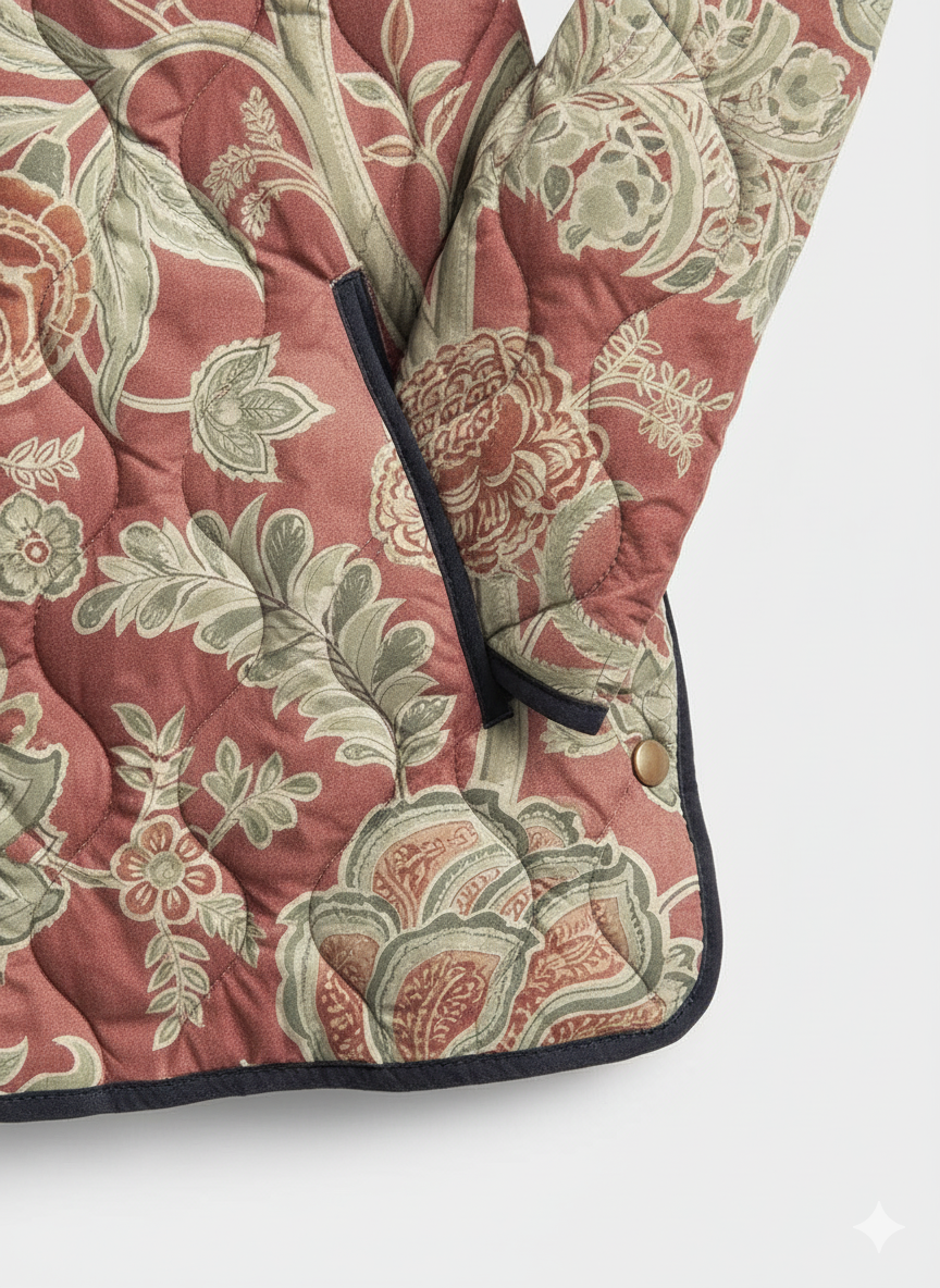 Women's Loose Vintage Tapestry Floral Quilted Jacket