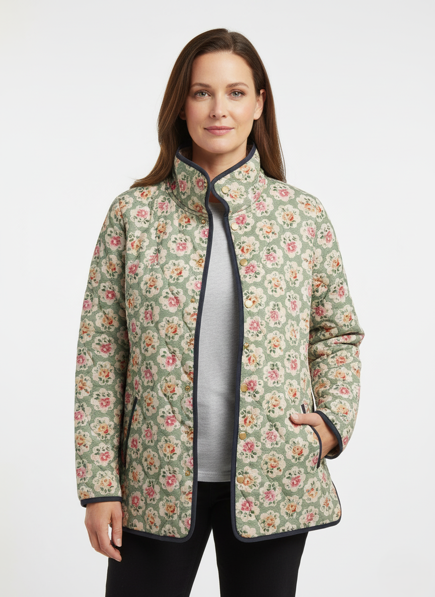 Women's Loose Wildflower Meadow Quilted Jacket