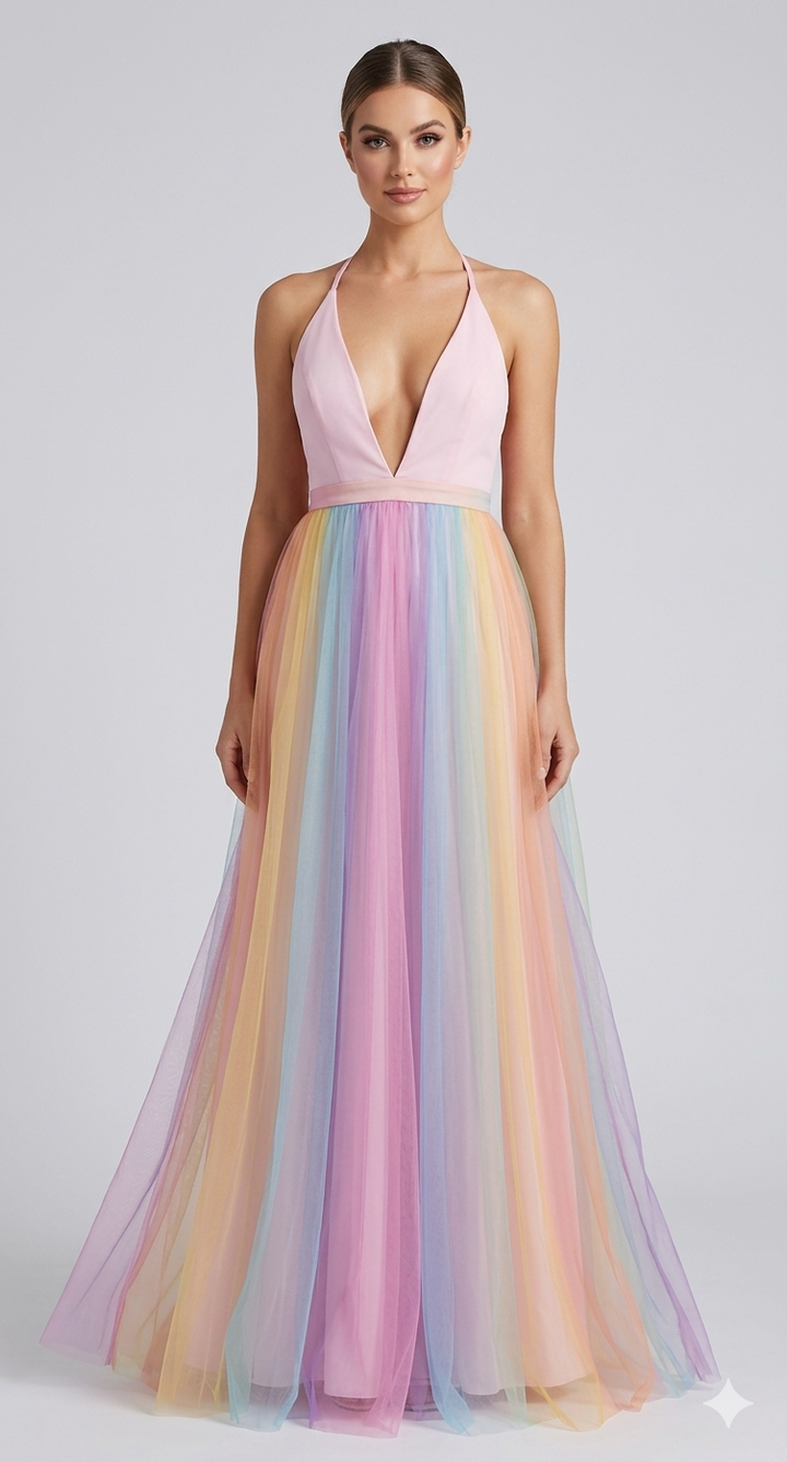 Women's Halter V-Neck Maxi Dress