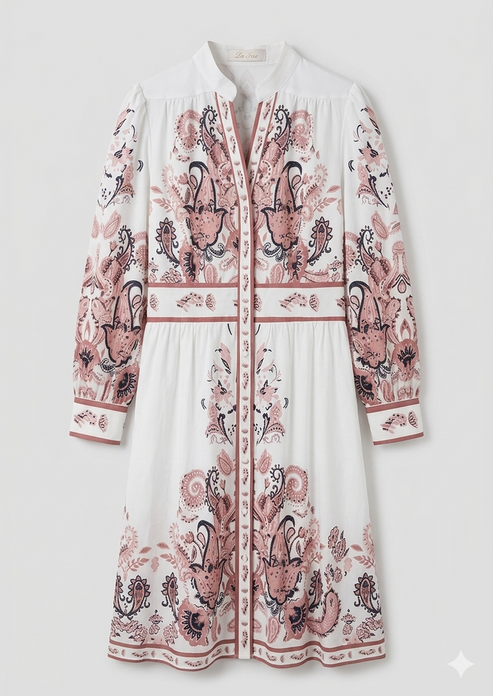 Heidi-Inspired Floral Maxi Dress with V-Neck and Long Sleeves for Festive Occasions
