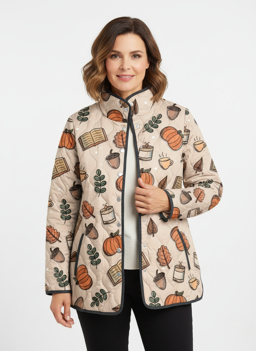 Women's Cozy Autumn Print Quilted Jacket