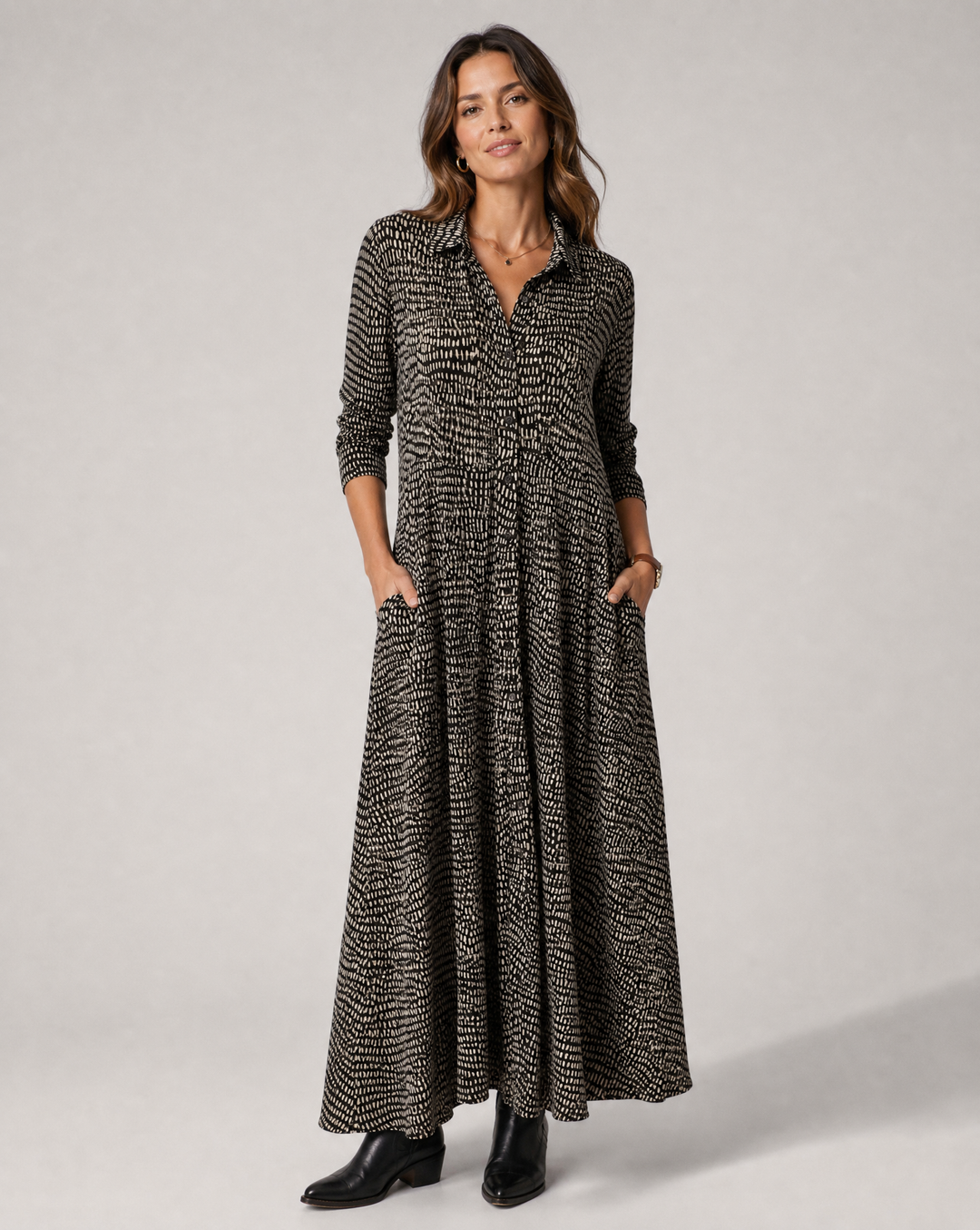 Women's Long Sleeve Maxi Dress with Pockets