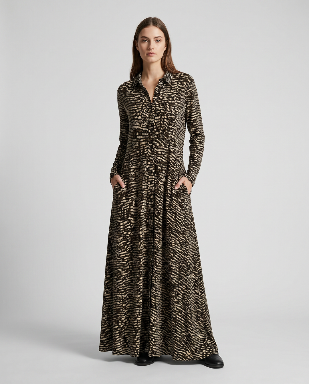 Women's Long Sleeve Maxi Dress with Pockets