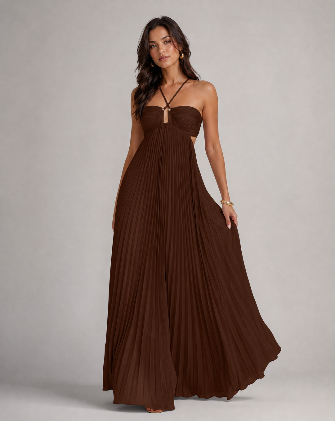 Women's Sleeveless Maxi Dress with Cut-Out