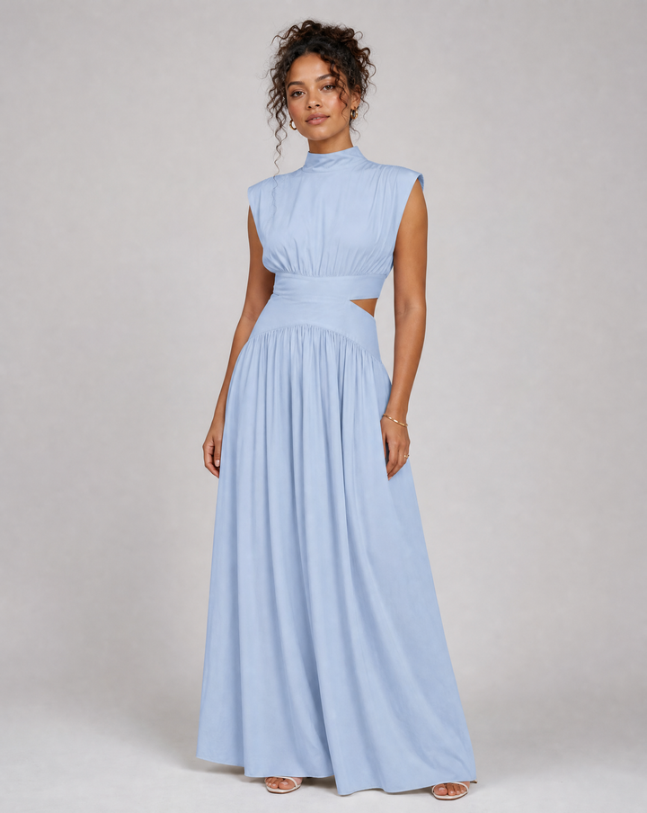 Women's Cap Sleeve Maxi Dress with Cutouts