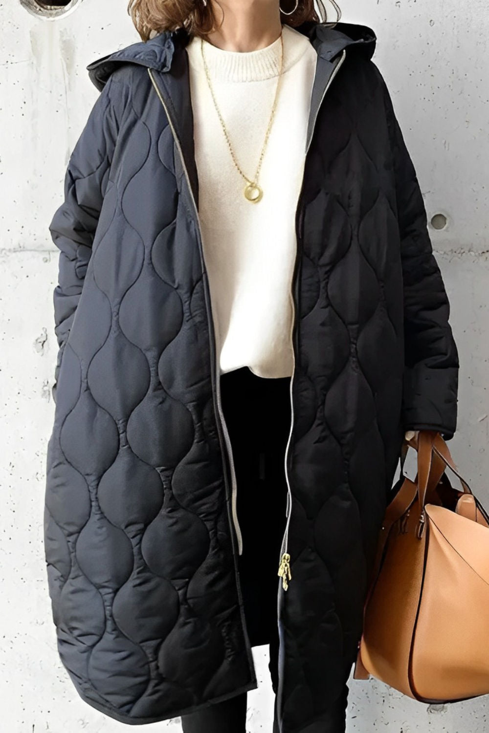 Women's Longline Padded Parka with Hood and Pockets