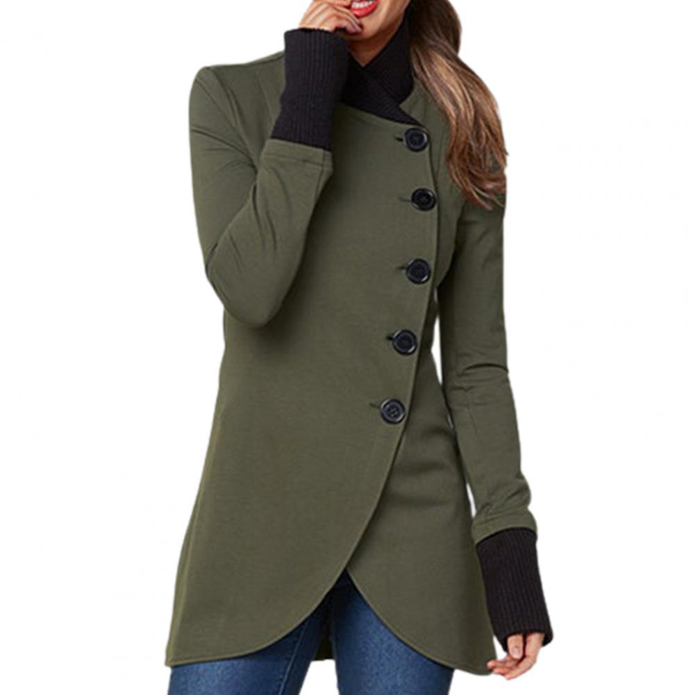 Women's Jacket with Long Sleeves, Stand Collar and Buttons