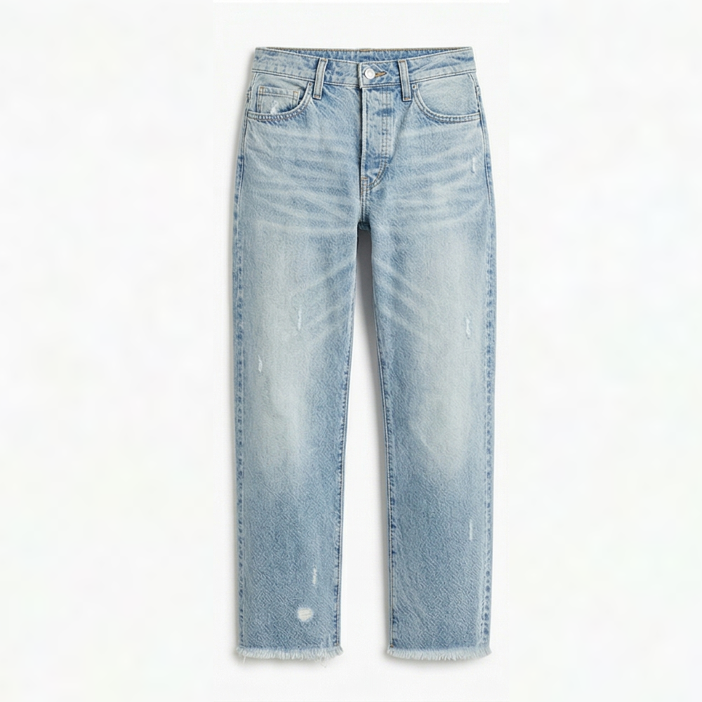 Vivara™ – Vintage-Inspired Cropped Straight Leg Jeans with Fringe
