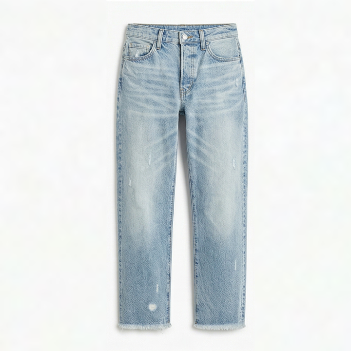 Vivara™ – Vintage-Inspired Cropped Straight Leg Jeans with Fringe