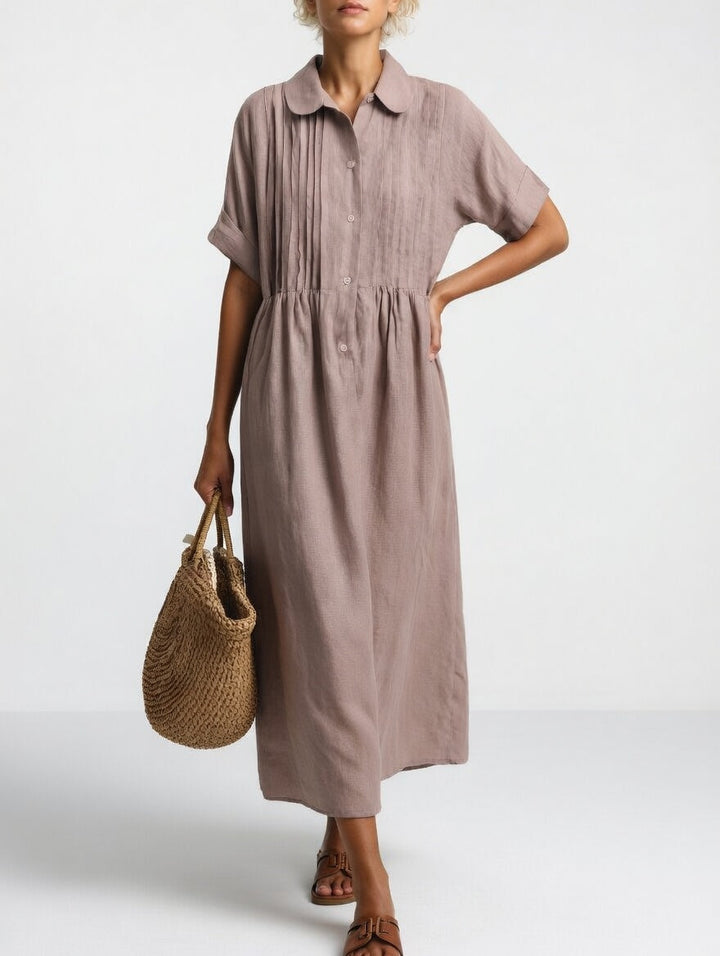 Lysandra | Women's Short Sleeve Maxi Breezy Summer Shirt Dress with Buttons
