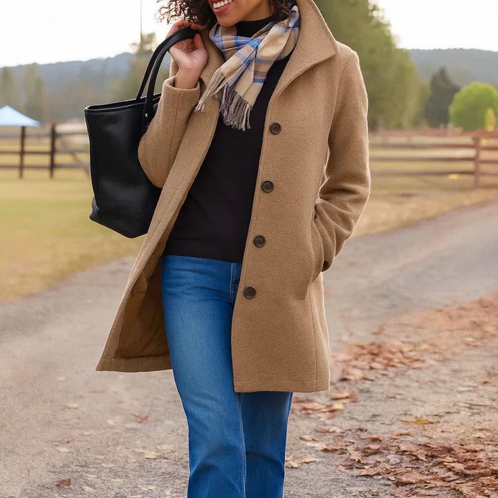 Vera | Women's Classic Mid-Length Button Coat with Buttons