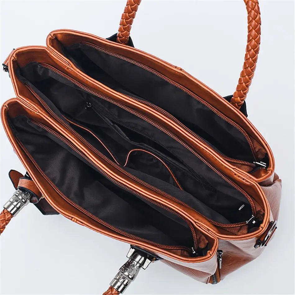 Jarnfrid | Elegant handbag with braided handle and Zipper