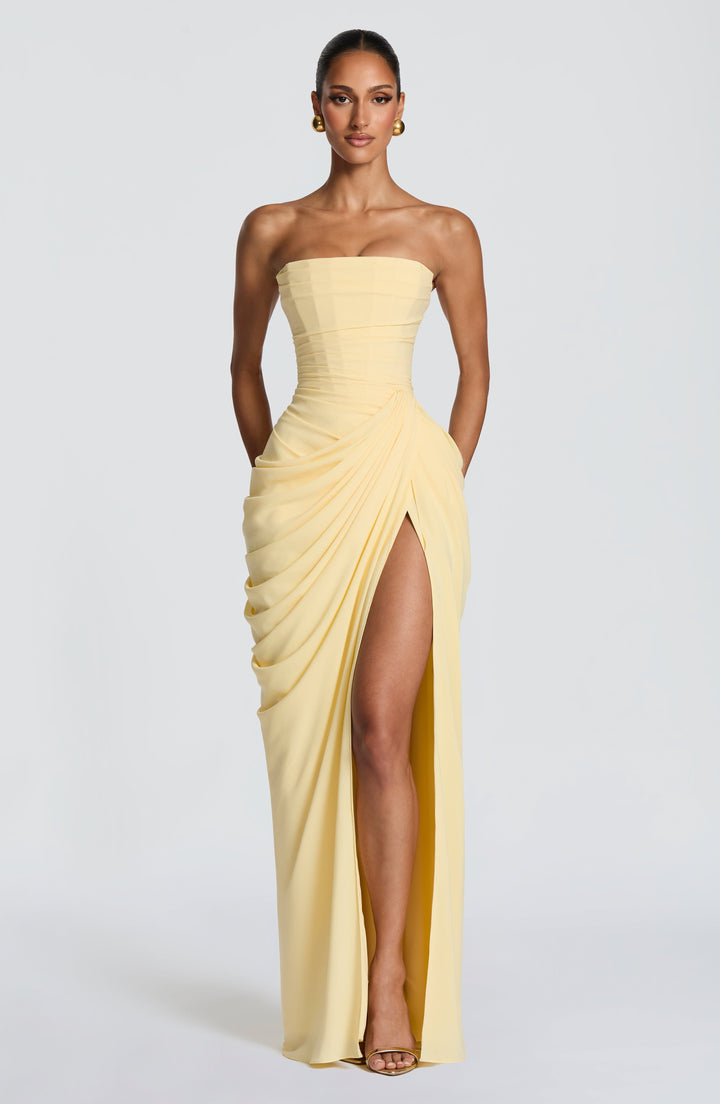 Olivia | Women's Maxi Dress with Lace-Up and Side Slit