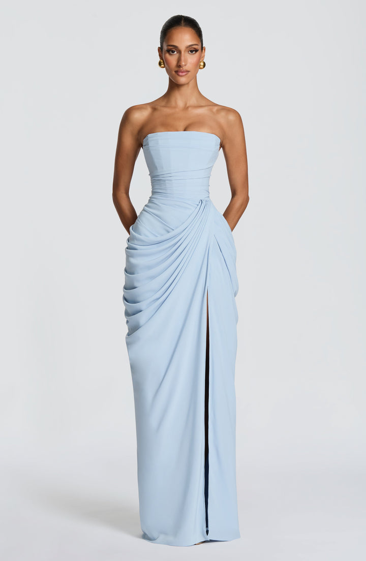 Olivia | Women's Maxi Dress with Lace-Up and Side Slit