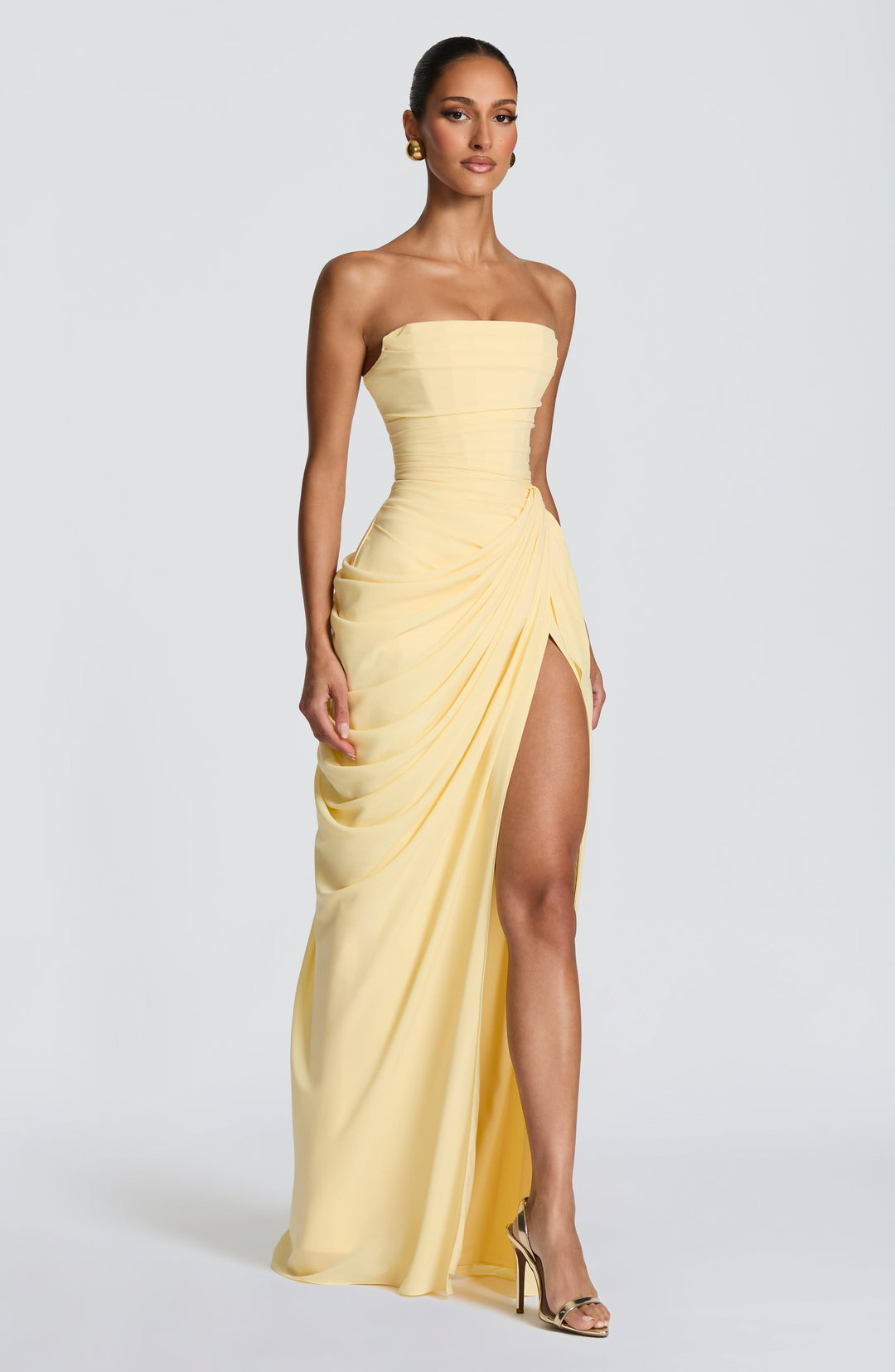 Olivia | Women's Maxi Dress with Lace-Up and Side Slit