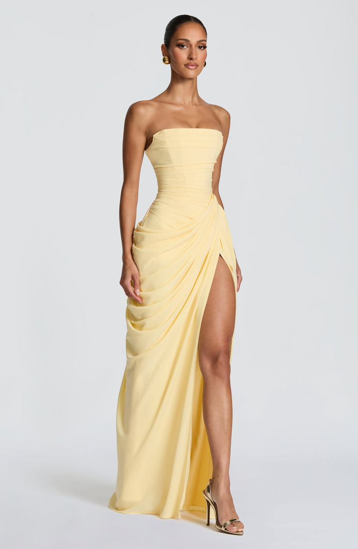Olivia | Women's Maxi Dress with Lace-Up and Side Slit