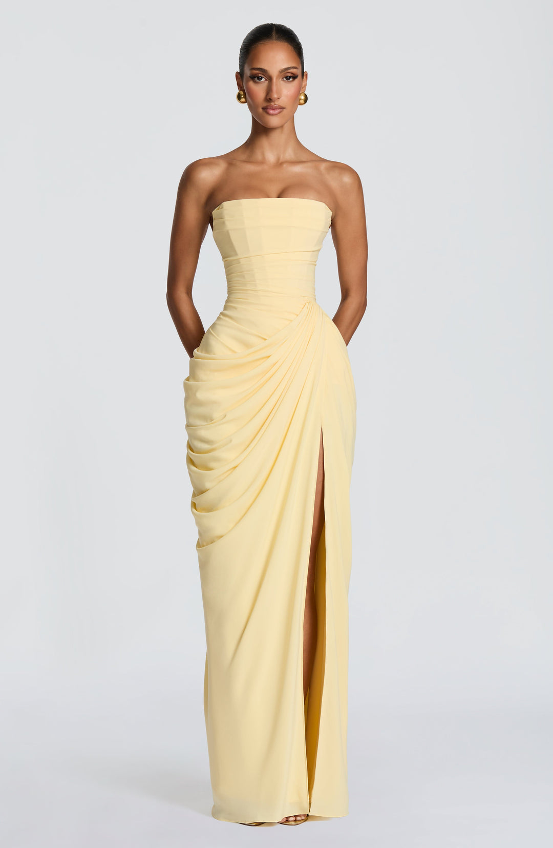 Olivia | Women's Maxi Dress with Lace-Up and Side Slit