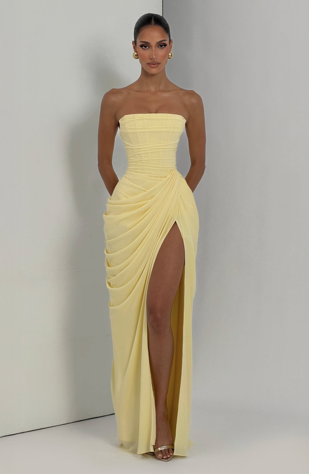 Olivia | Women's Maxi Dress with Lace-Up and Side Slit