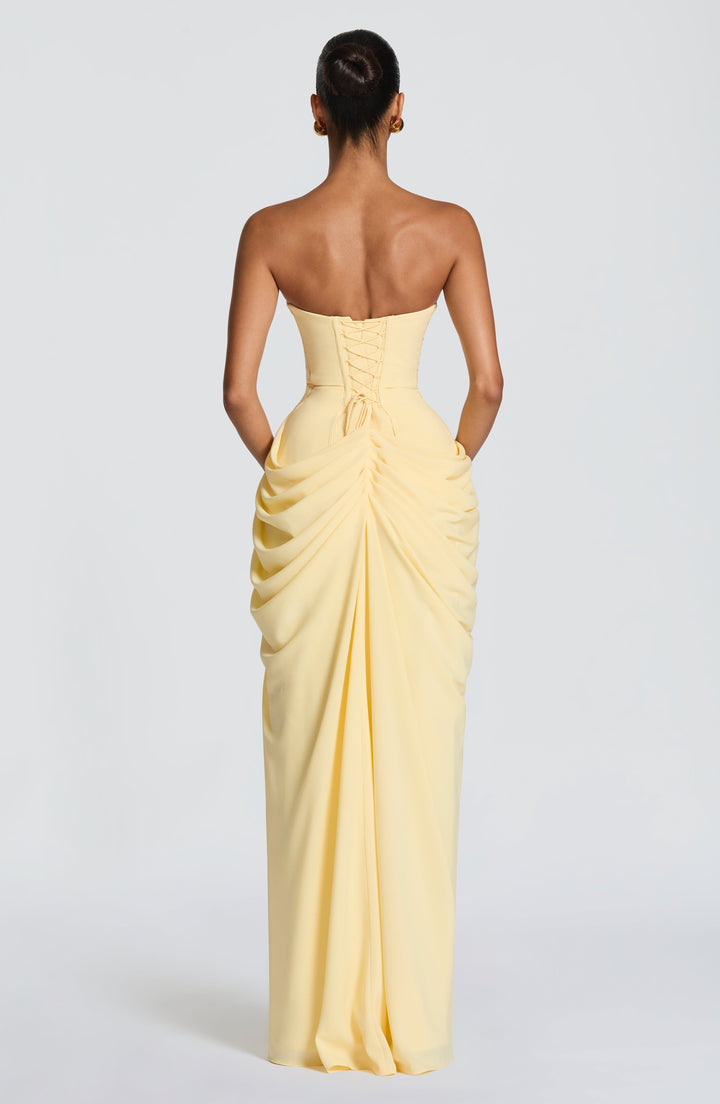 Olivia | Women's Maxi Dress with Lace-Up and Side Slit