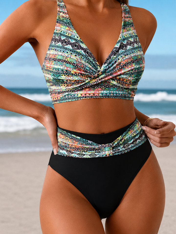 Valentina | Women's Geometric Bikini with V-Neck